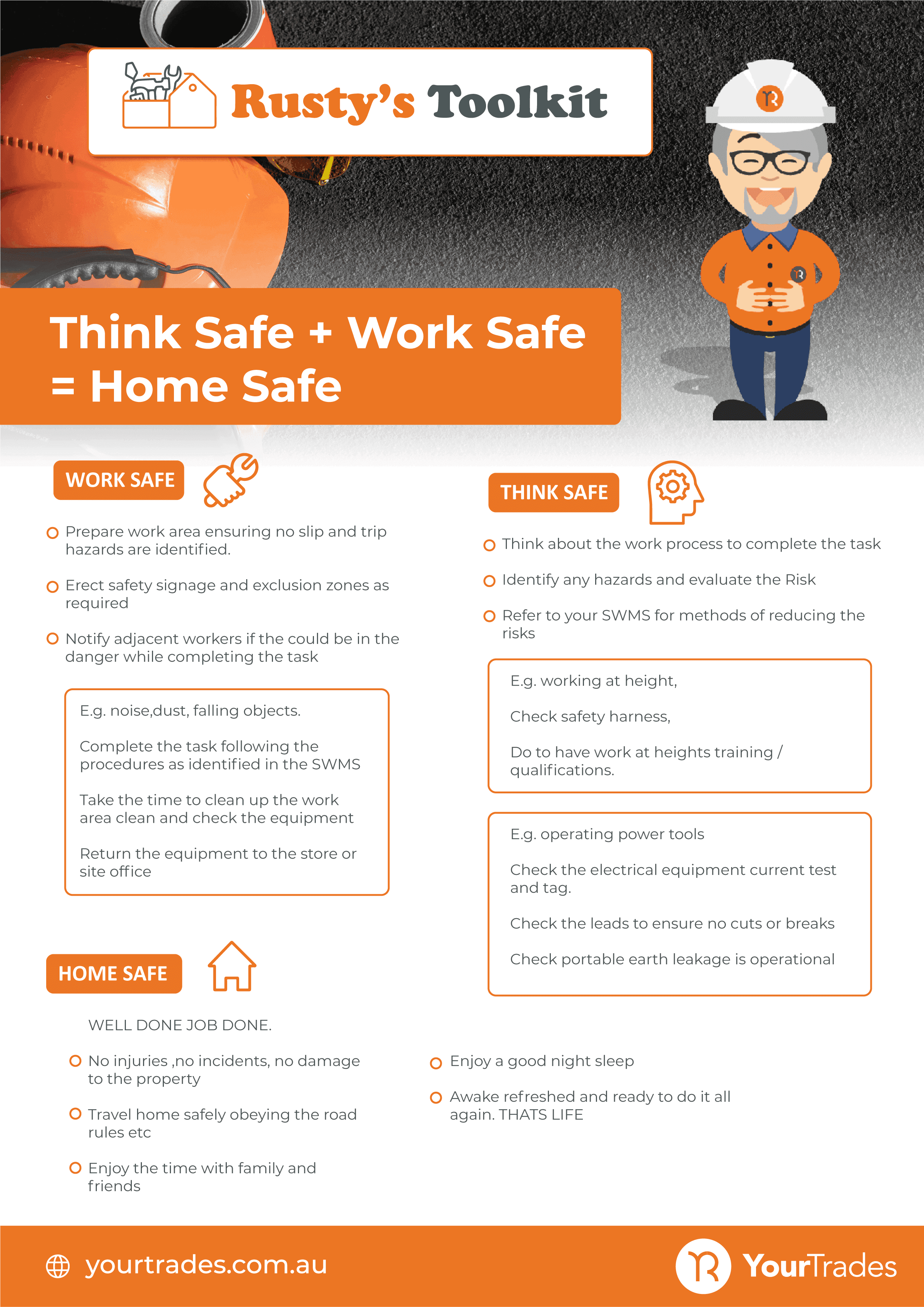 Rustys Toolbox - Think Safe + Work Safe = Home Safe
